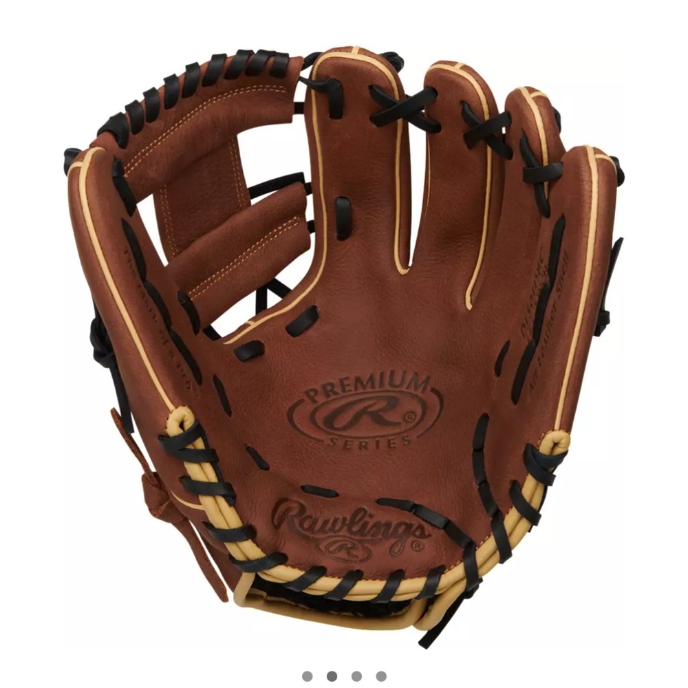Rawlings Leather Baseball Glove with Black Laces- Premium.